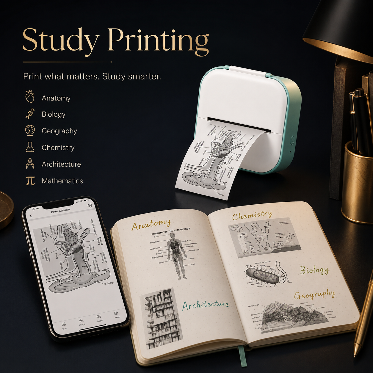 T02 Mini Study Printer – Inkless Bluetooth Thermal Printer