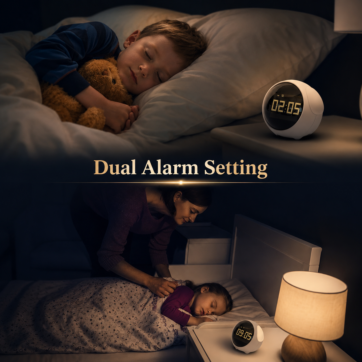 Emotion Alarm Clock – Rechargeable Bedside Night Light Clock