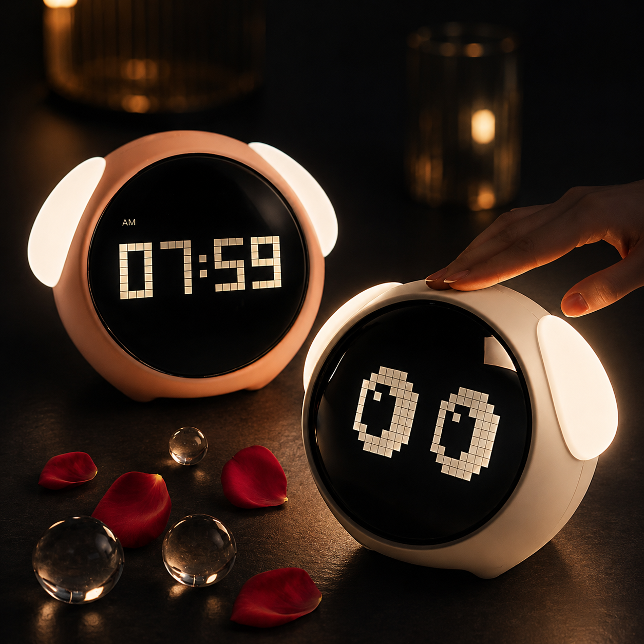 Emotion Alarm Clock – Rechargeable Bedside Night Light Clock