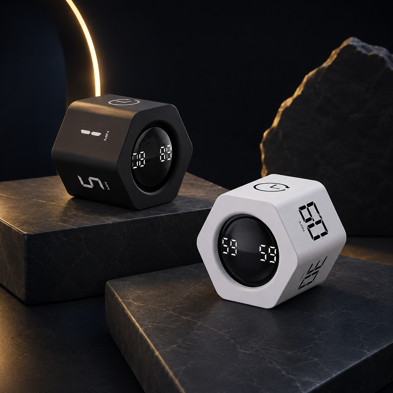 F6 Hexagon Flip Timer – Rechargeable Gravity Countdown Desk Timer