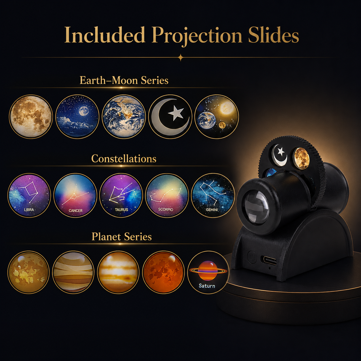 Orbit Moon & Planet Projection Light – USB Adjustable Projector